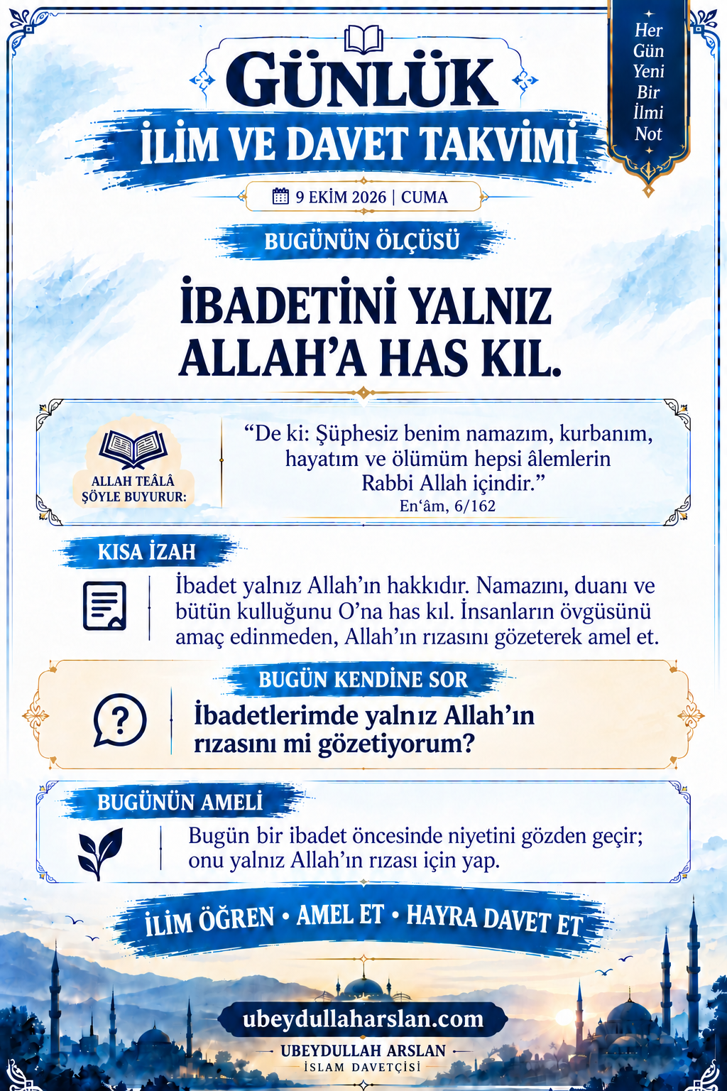 02. gün Tevhid: İbadetini yalnız Allah’a has kıl